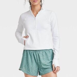 All in Motion White Pullover 1/2 Zip Crop Jacket